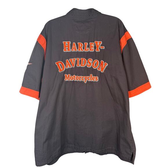 VTG Harley Davidson Motorcycles 2XL Embroidered Garage Mechanic Retro Shirt Men - Picture 2 of 10
